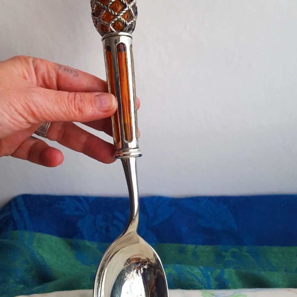 🍍Vtg Pineapple Amber Serving Utensils
